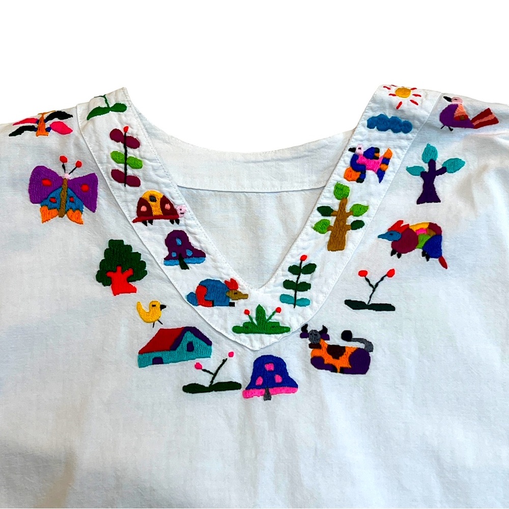 Multi color embroidered cotton Mexican style shirt
